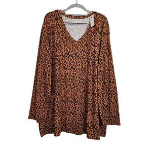 NWT LANE BRYANT Tunic Top BROWN ANIMAL CHEETAH Print size 22/24 Casual Basic